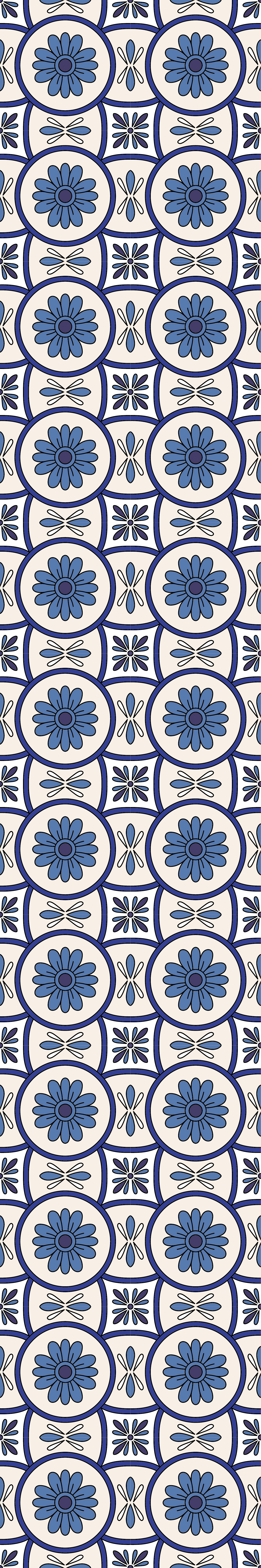 Kitchen vinyl carpet blue flower portuguese tile - TenStickers