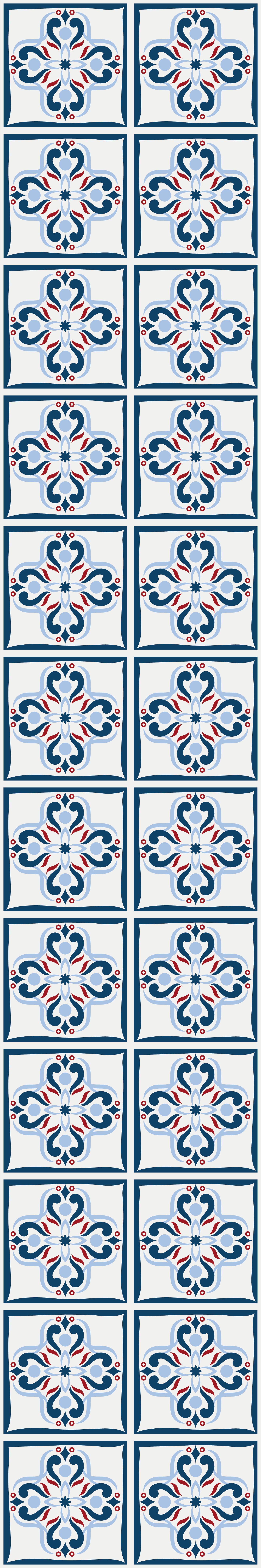 Kitchen vinyl carpet in blue and red portuguese tile - TenStickers