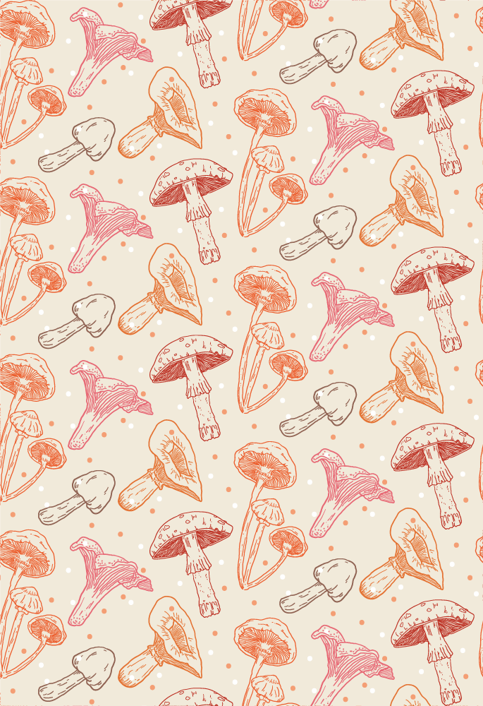 Kitchen vinyl carpet set of watercolor mushrooms - TenStickers