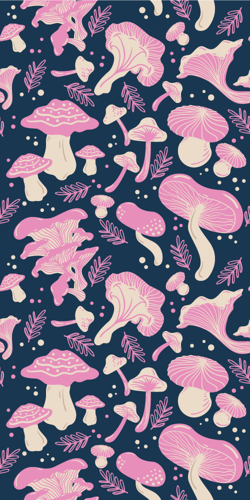 Kitchen vinyl carpet with pink mushroom pattern - TenStickers