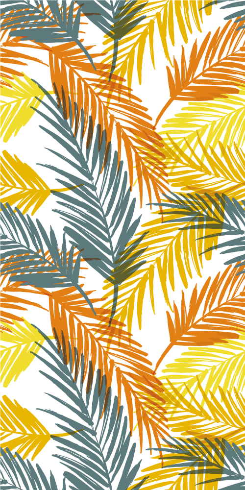 Kitchen vinyl carpet with hand-drawn palm leaves pattern - TenStickers