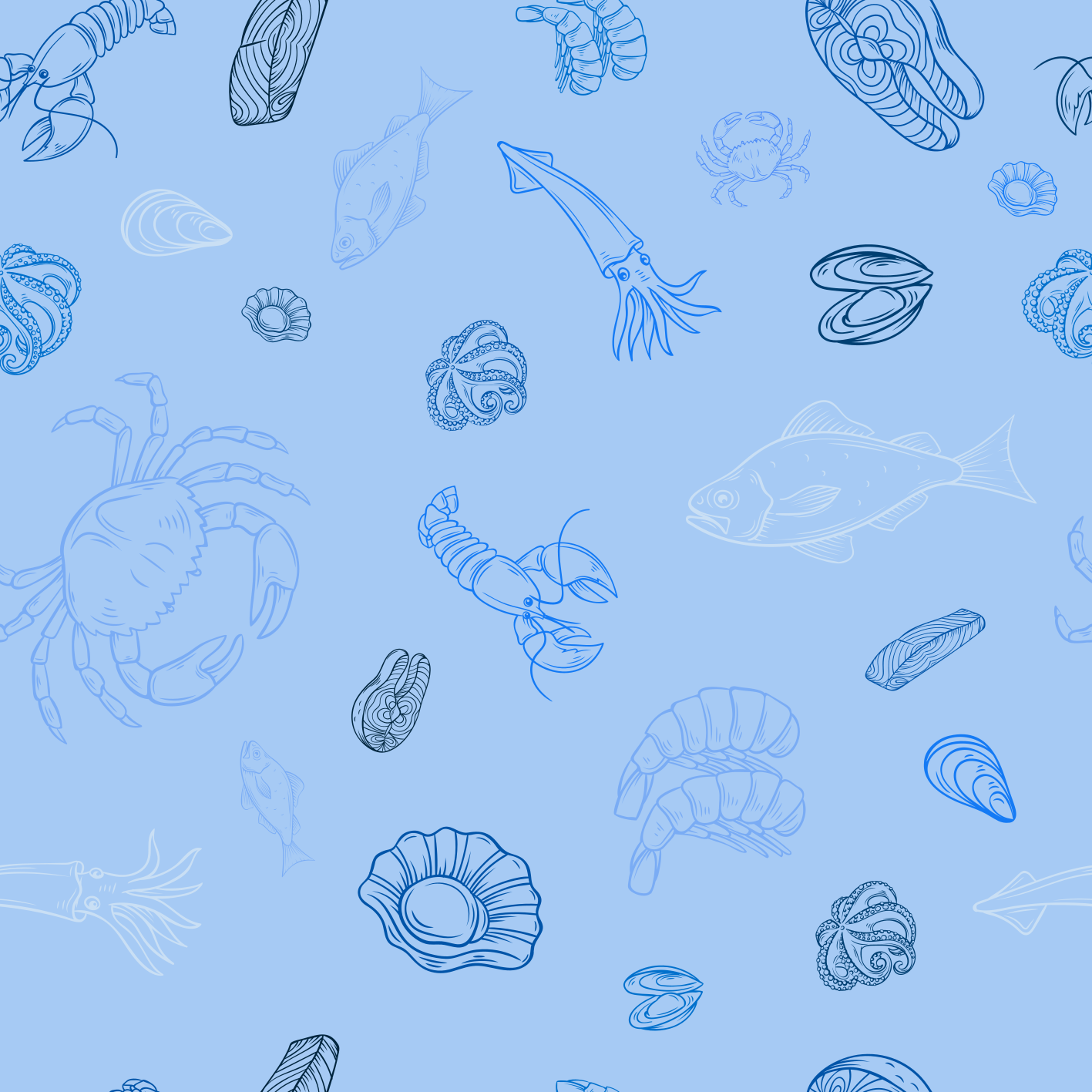 Kitchen vinyl carpet with seafood design - TenStickers