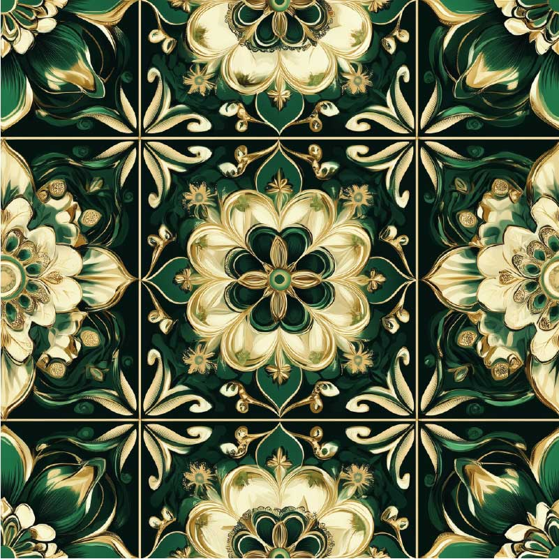 Kitchen vinyl carpet with botanical mosaic design - TenStickers