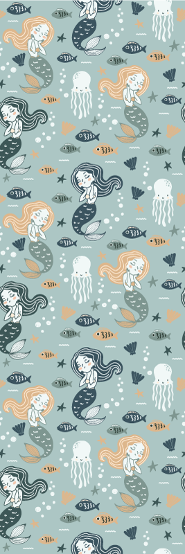 Bedroom vinyl carpet blue magic mermaid design - TenStickers