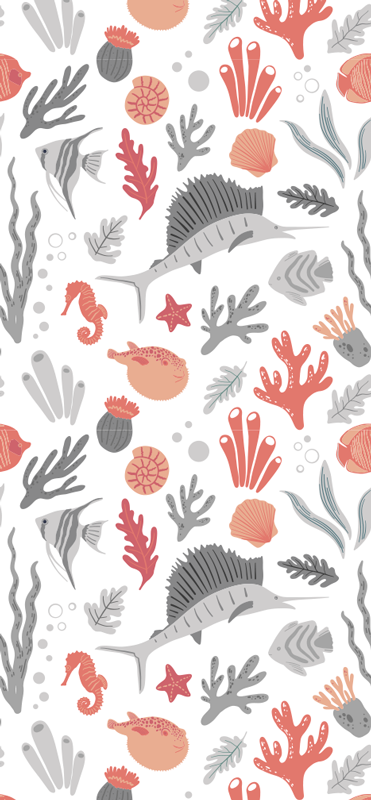Bedroom vinyl carpet with marine life design - TenStickers