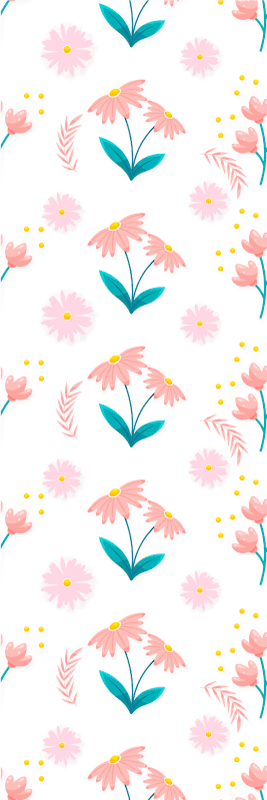 Bedroom vinyl carpet with minimalistic pastel flowers - TenStickers