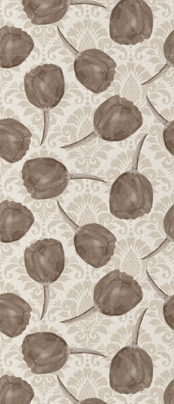 Bedroom vinyl carpet with gray tulip acanthus design - TenStickers