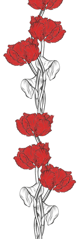 Bedroom vinyl carpet with red vertical tulips - TenStickers
