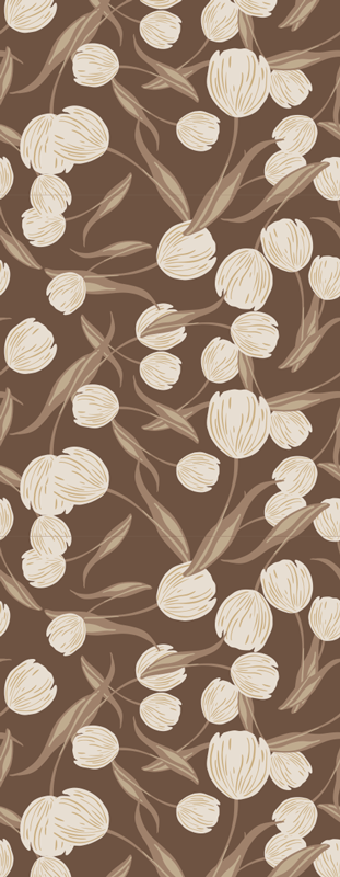 Bedroom vinyl carpet elegant beige tulip design - TenStickers