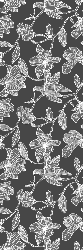 Bedroom vinyl carpet in white and grey magnolias - TenStickers