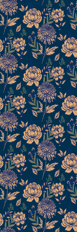 Bedroom vinyl carpet in french provincial blue and yellow - TenStickers