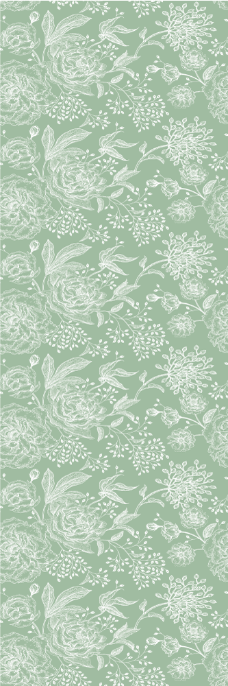Green floral grandmillenial style bedroom vinyl carpet - TenStickers
