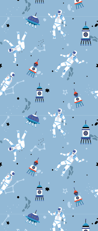 Bedroom vinyl carpet with astronauts and spaceships - TenStickers