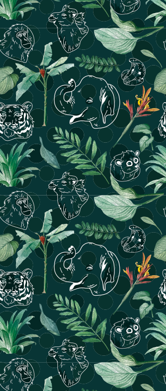 Colorful jungle animals and trees bedroom vinyl carpet - TenStickers