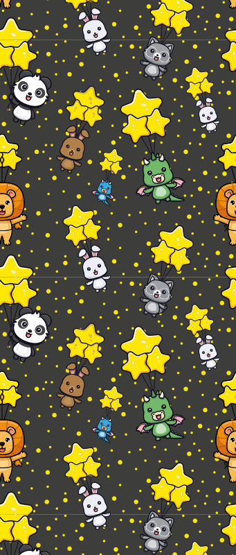 Bedroom vinyl carpet with cute animals on balloons - TenStickers