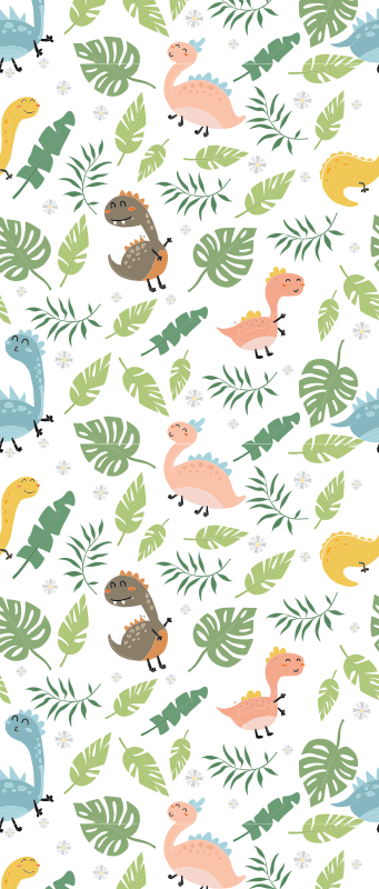 Bedroom vinyl carpet in pastel dinosaur forest - TenStickers