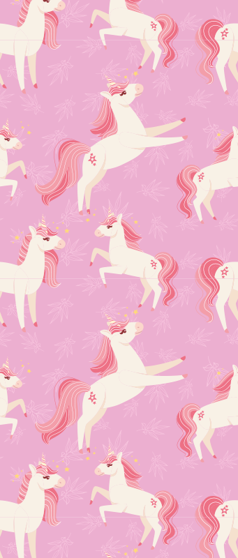 Pastel unicorns with plants bedroom vinyl carpet - TenStickers