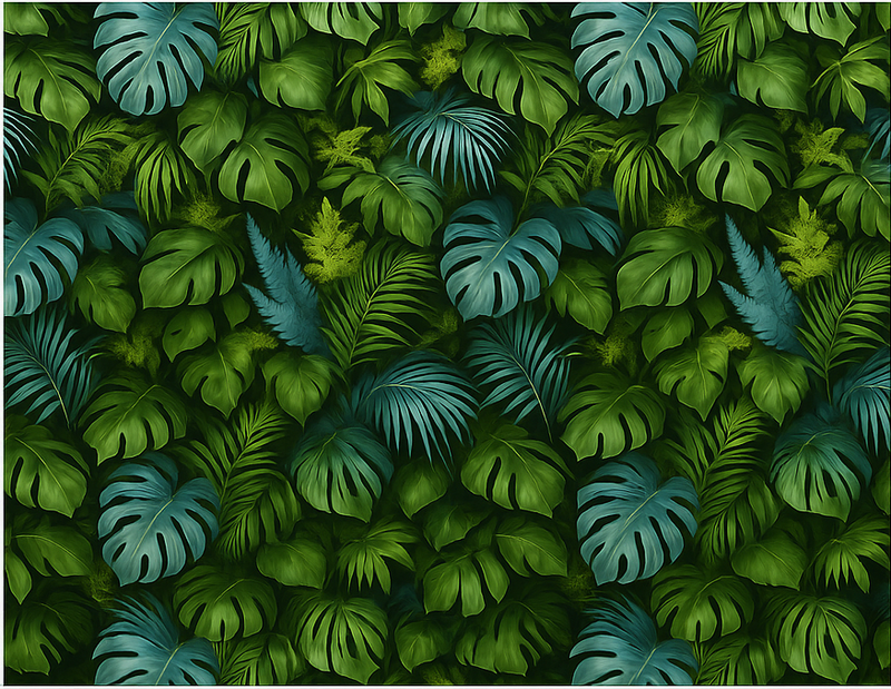 Bedroom vinyl carpet tropical green and blue leaves - TenStickers