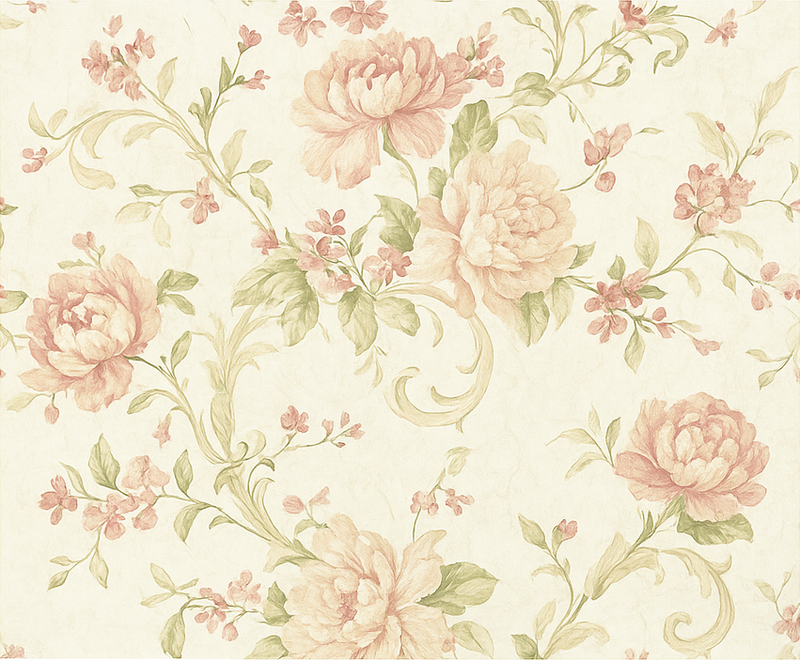 Bedroom vinyl carpet light pink vintage floral design - TenStickers