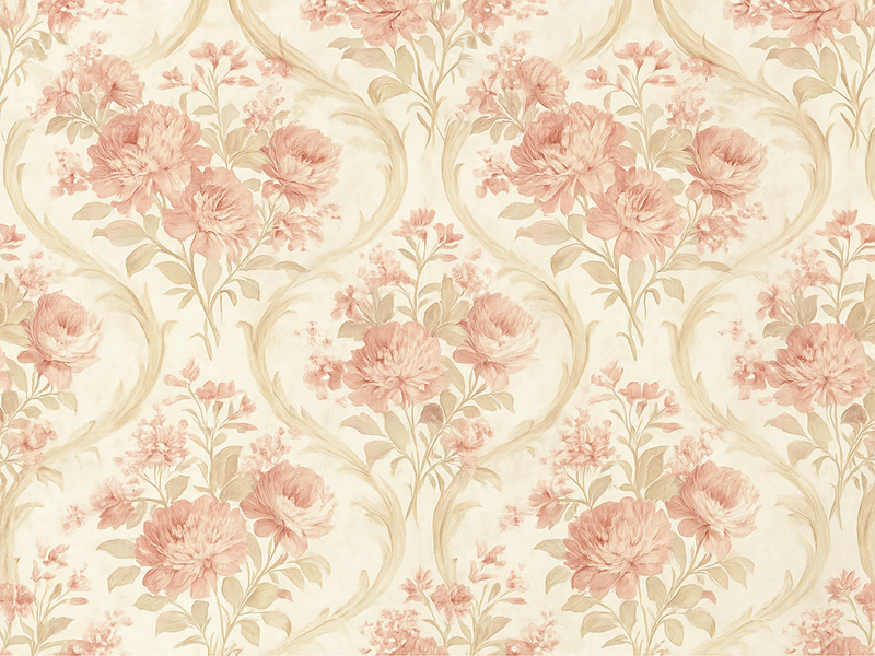 Bedroom vinyl carpet vintage light washed floral design - TenStickers