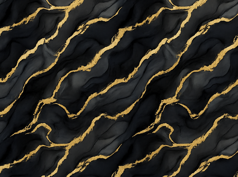 Bedroom vinyl carpet black marble effect with gold design - TenStickers