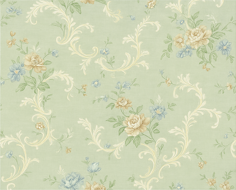 Bedroom vinyl carpet with vintage floral design - TenStickers