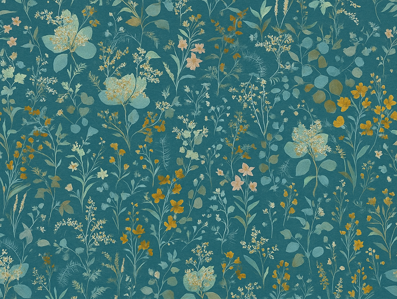 Bedroom vinyl carpet blue vintage floral design - TenStickers