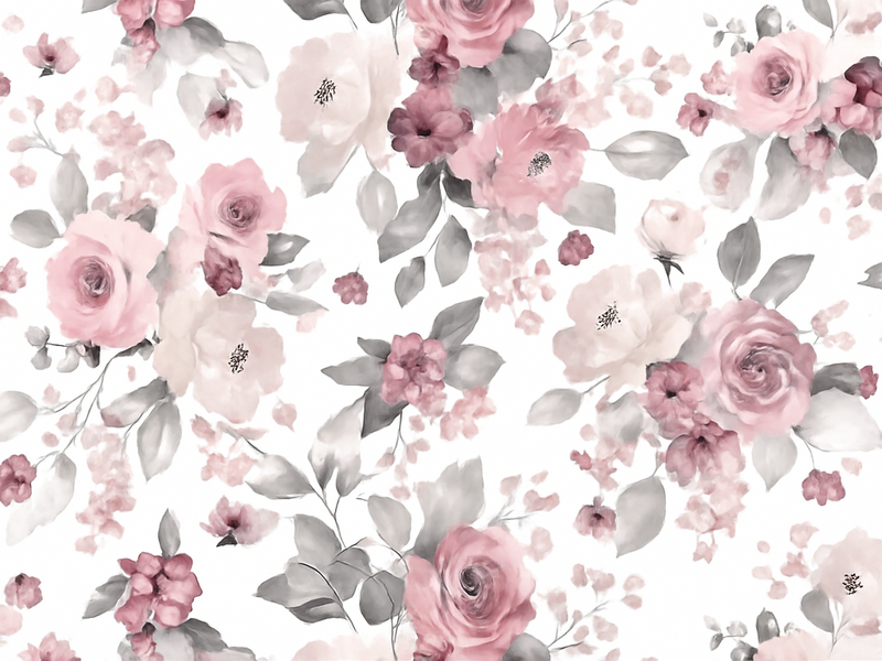 Grey delicate blossom pattern bedroom vinyl carpet - TenStickers