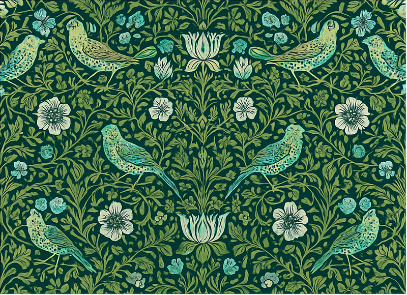 Bedroom vinyl carpet with ornamental floral & bird - TenStickers