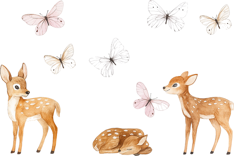 Bedroom vinyl carpet with little deer and butterflies - TenStickers