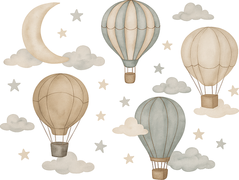 Bedroom vinyl carpet with starry balloons design - TenStickers
