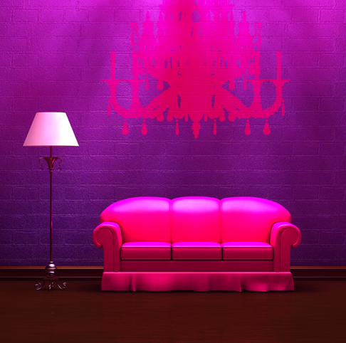 Bedroom vinyl carpet decorative sofa and lamp - TenStickers