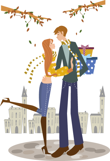 Bedroom vinyl carpet autumn couple decor - TenStickers