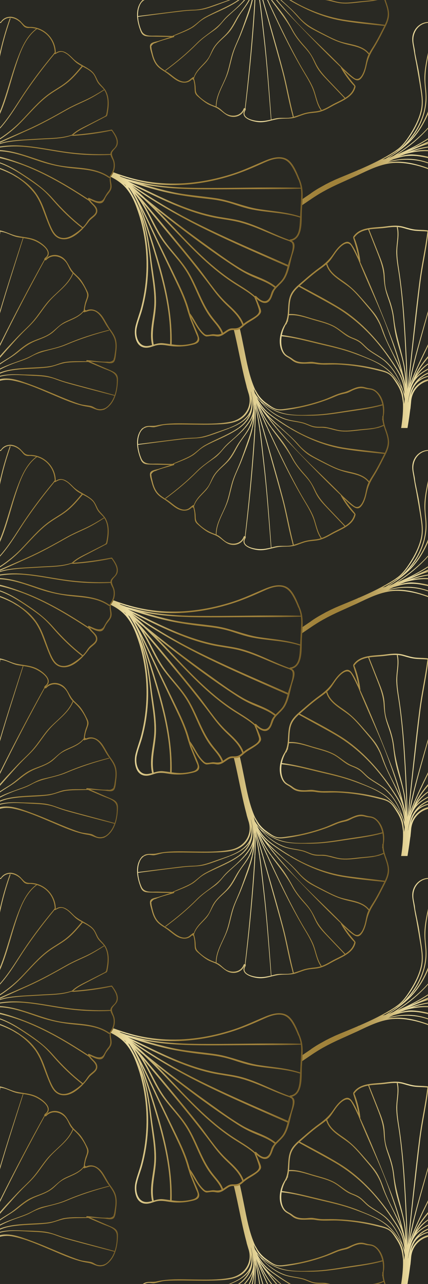Ginkgo leaves charcoal gold office vinyl carpet - TenStickers