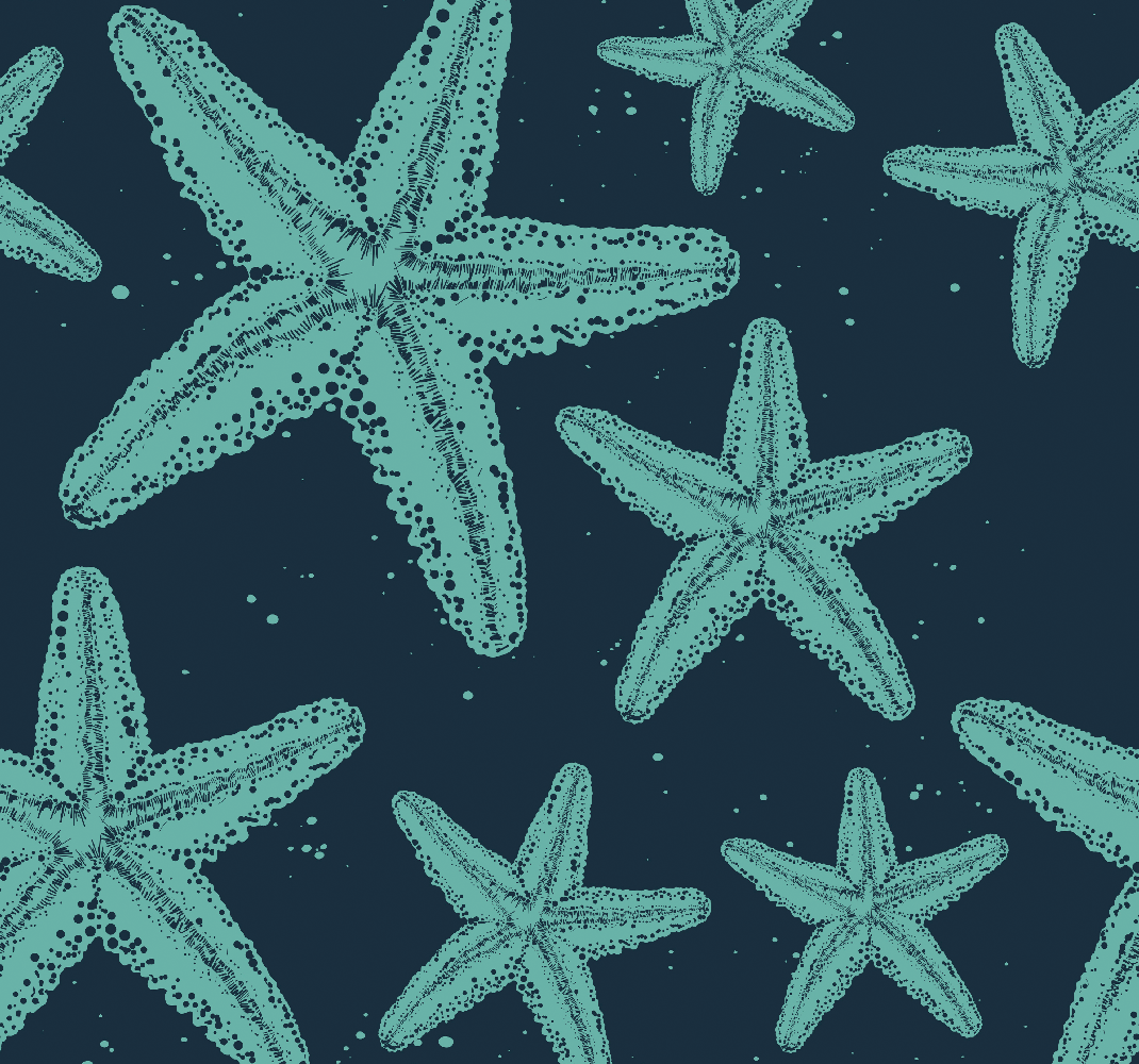 Bedroom vinyl carpet starfish blue tones - TenStickers