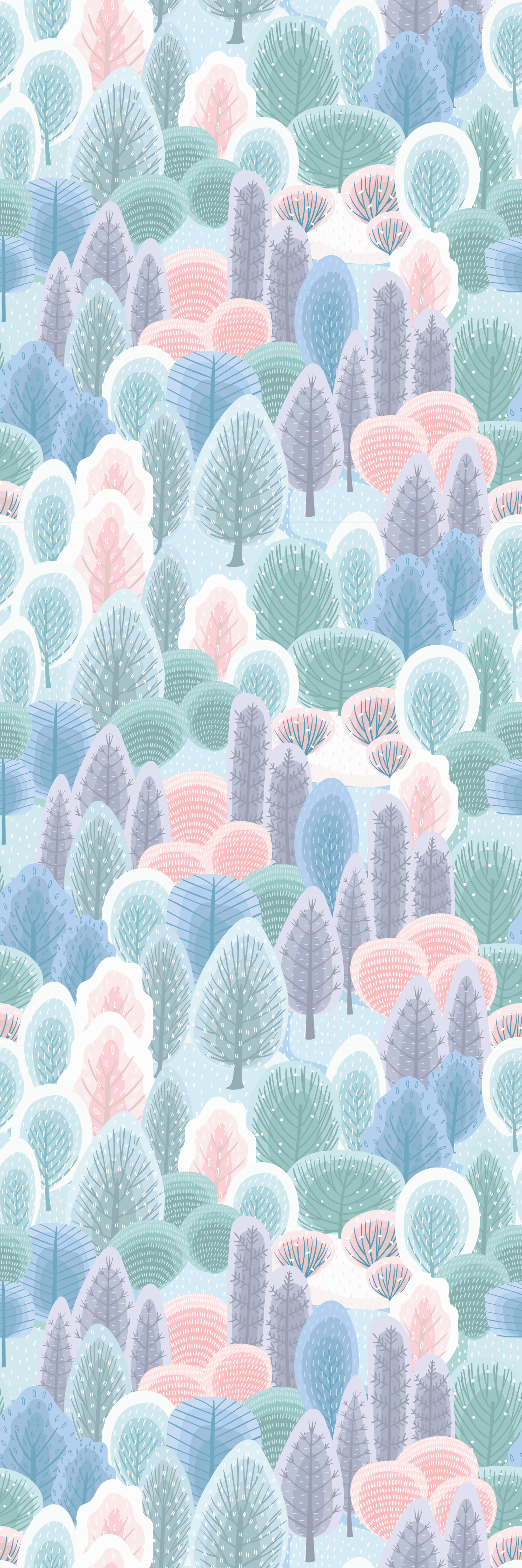 Bedroom vinyl carpet in pastel winter forest design - TenStickers
