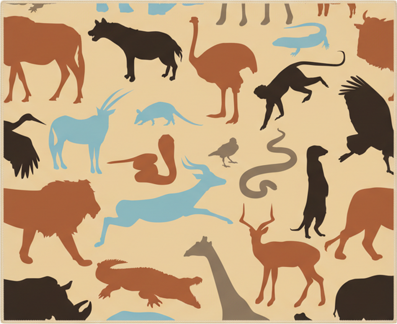 Bedroom vinyl carpet with safari animal silhouettes - TenStickers