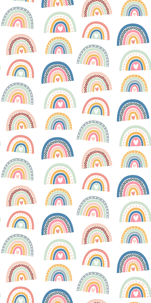 Bedroom vinyl carpet with colorful minimalist rainbows - TenStickers