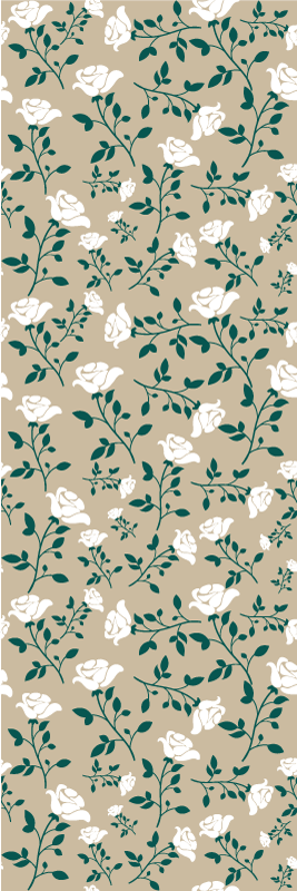 Bedroom vinyl carpet with white vintage rose pattern - TenStickers