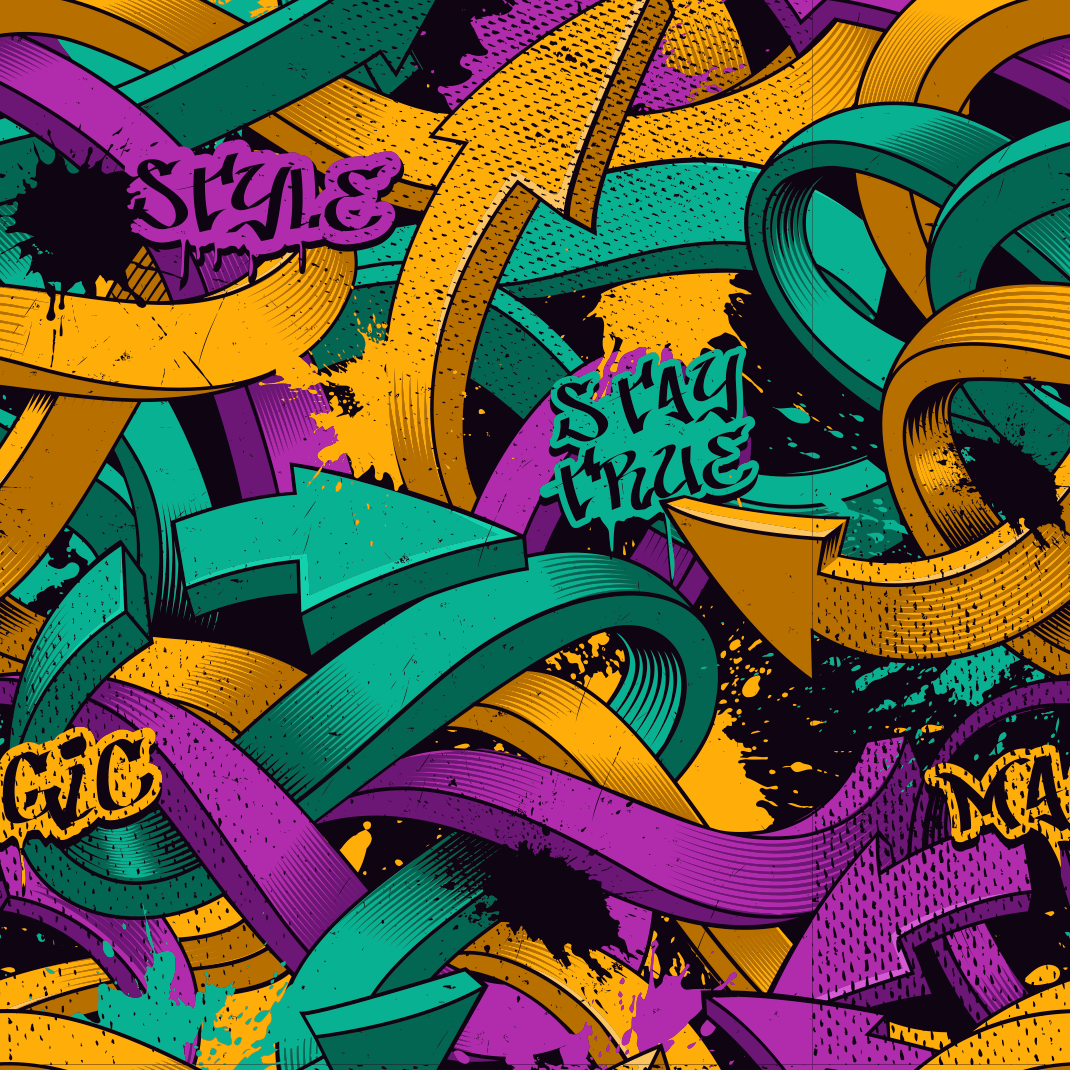 Bedroom vinyl carpet with realistic graffiti design - TenStickers