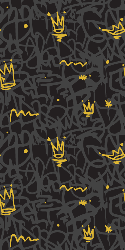 Bedroom vinyl carpet with black and gold crown - TenStickers