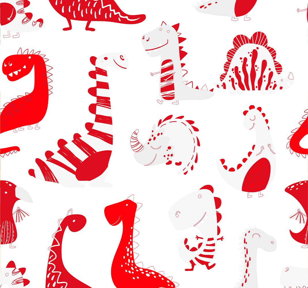 Bedroom vinyl carpet with red dinosaur sketches - TenStickers