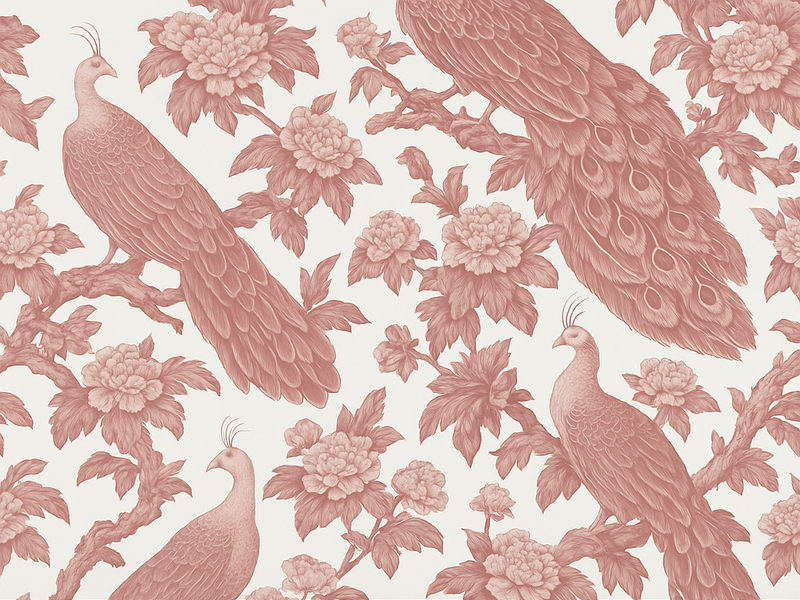 Bedroom vinyl carpet with pink peacock design - TenStickers