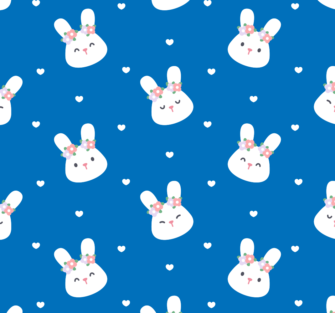 Bedroom vinyl carpet with adorable rabbits on blue - TenStickers