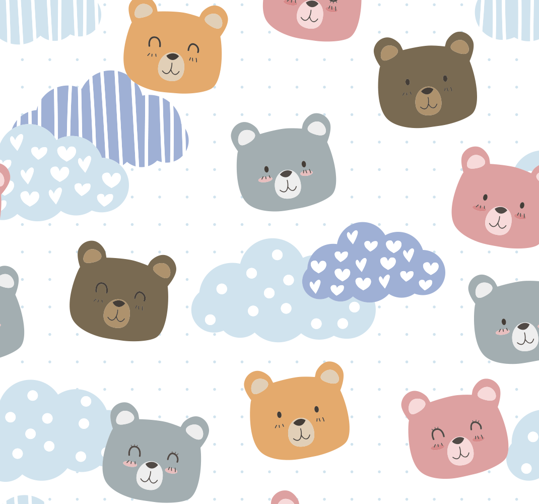 Bedroom vinyl carpet minimalistic bear smile design - TenStickers