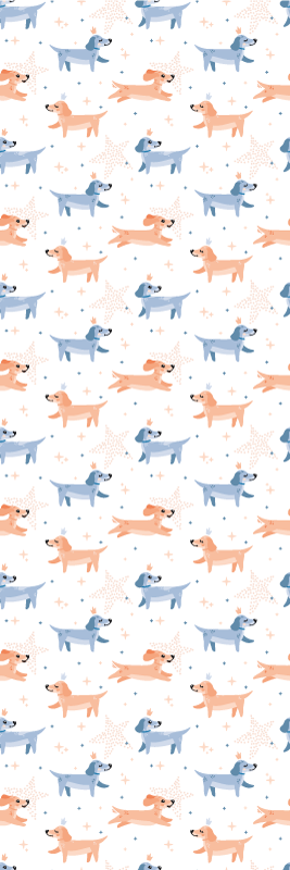 Cute dogs with crown bedroom vinyl carpet - TenStickers