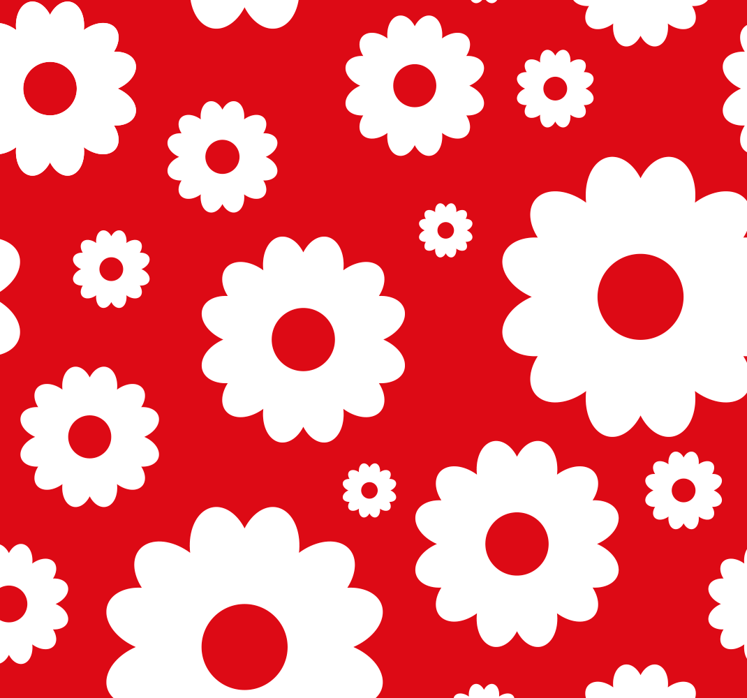Bedroom vinyl carpet with white daisies on red - TenStickers