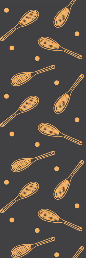 Bedroom vinyl carpet with orange rackets and balls - TenStickers