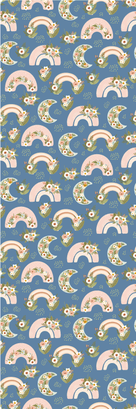 Children's spring rainbow and flower bedroom vinyl carpet - TenStickers