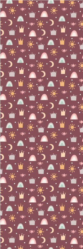 Bedroom vinyl carpet with crowns, stars and rainbows - TenStickers